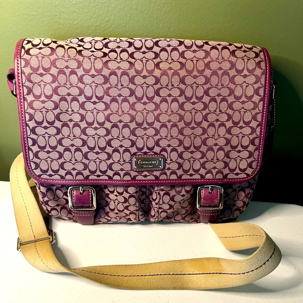 Coach Purple Signature Logo Messenger Bag